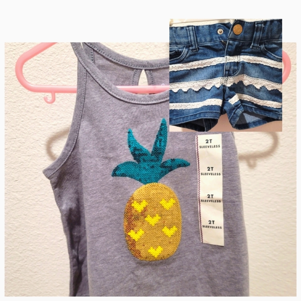 Pineapple top and shorts 2T bundle